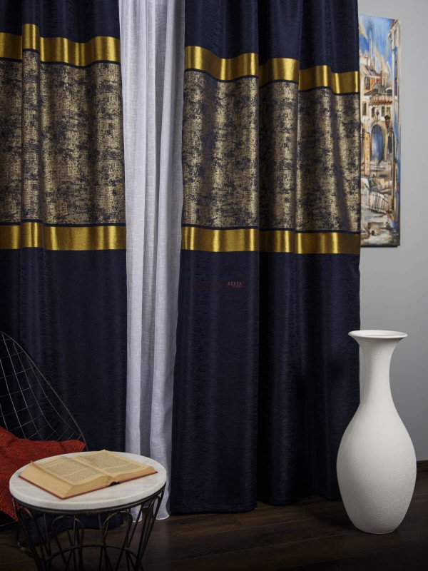 Draperie tip panou albastru auriu