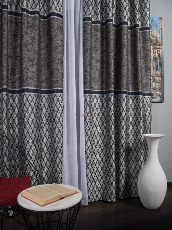 Draperie tip panou argintiu,negru