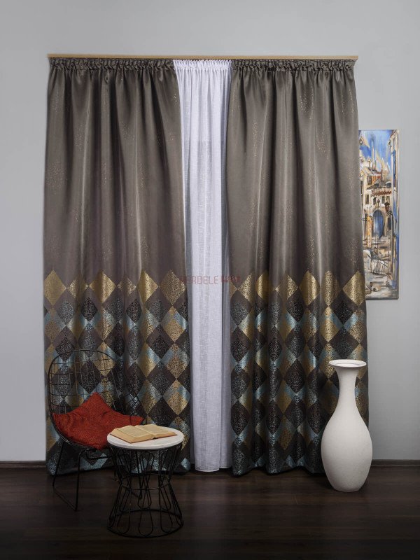 Draperie tip panou auriu,bleu