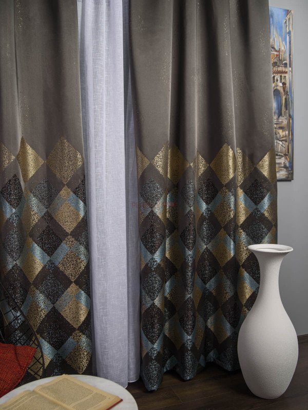 Draperie tip panou auriu,bleu