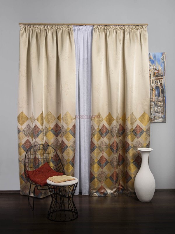 Draperie tip panou auriu,grena,bej
