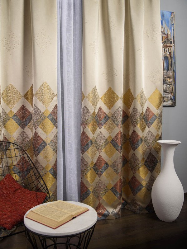 Draperie tip panou auriu,grena,bej