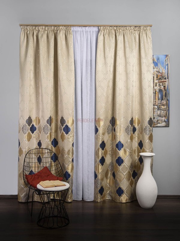 Draperie tip panou bej,albastru