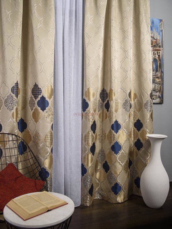 Draperie tip panou bej,albastru