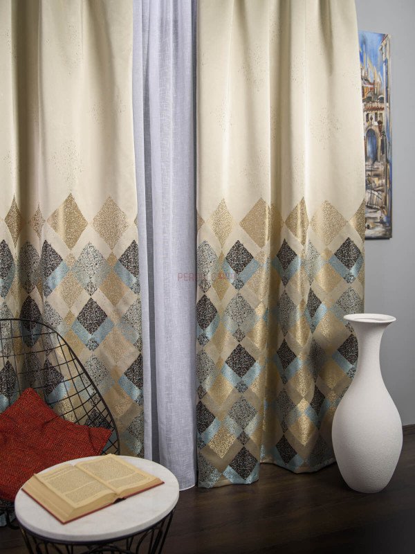 Draperie tip panou bleu,maro