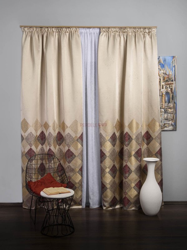 Draperie tip panou grena,bej
