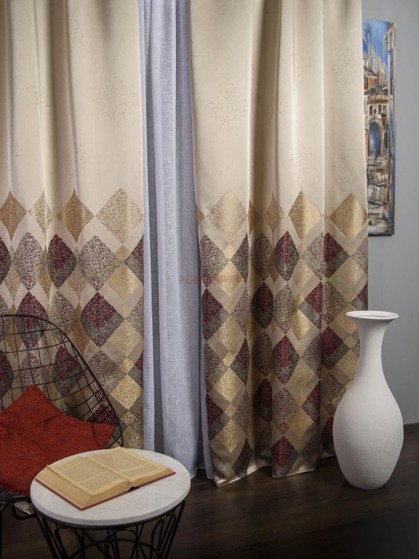Draperie tip panou grena,bej