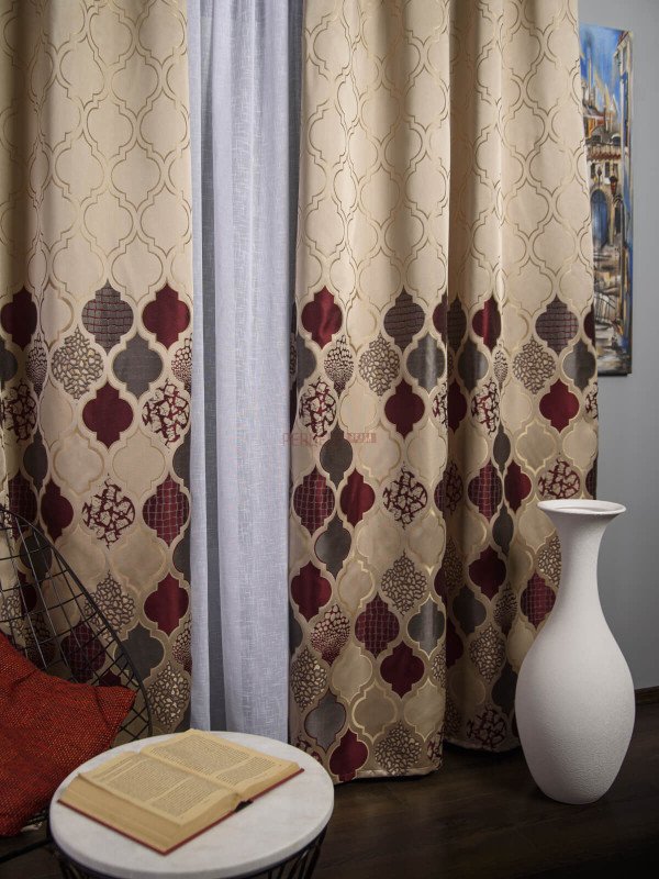 Draperie tip panou grena,gri,bej
