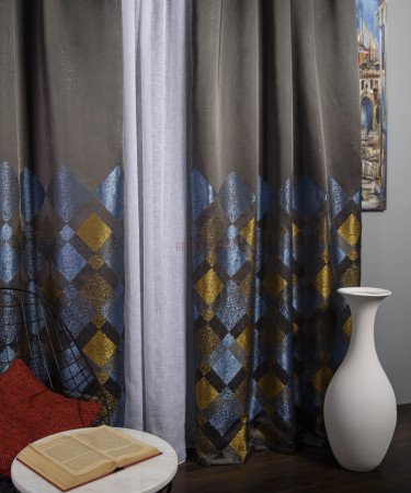 Draperie tip panou gri,bleu,galben Draperie tip panou gri,bleu,galben