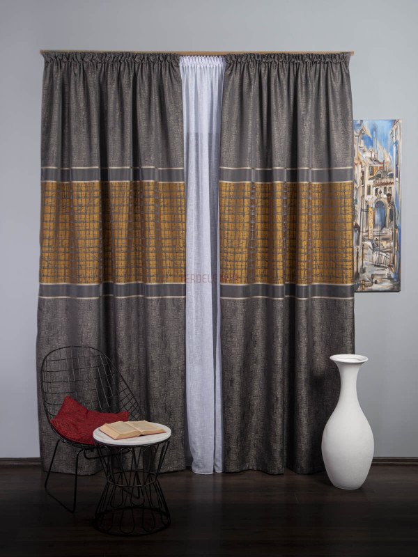 Draperie tip panou gri,mustar