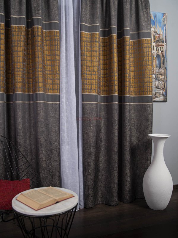Draperie tip panou gri,mustar