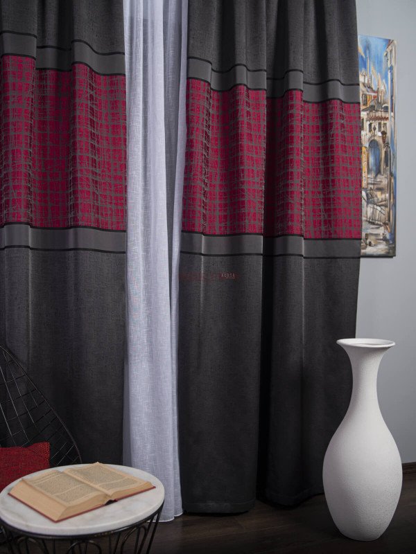 Draperie tip panou gri,rosu