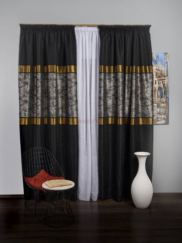 Draperie tip panou negru,argintiu,galben