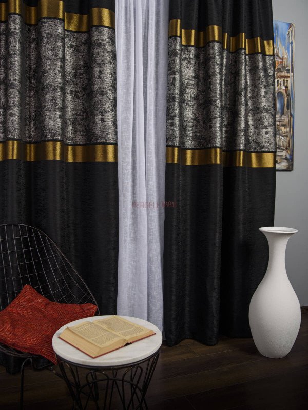 Draperie tip panou negru,argintiu,galben