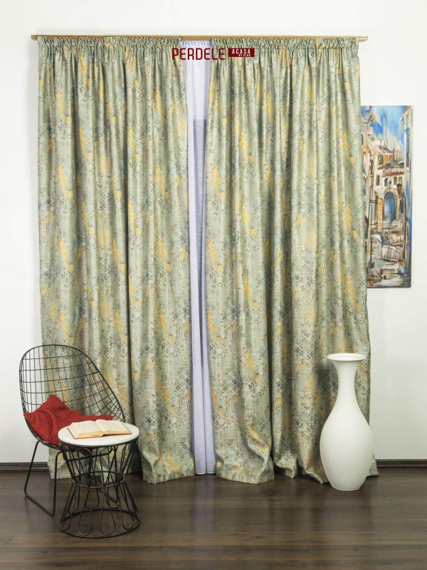 Draperii stofa argintiu,albastru,galben
