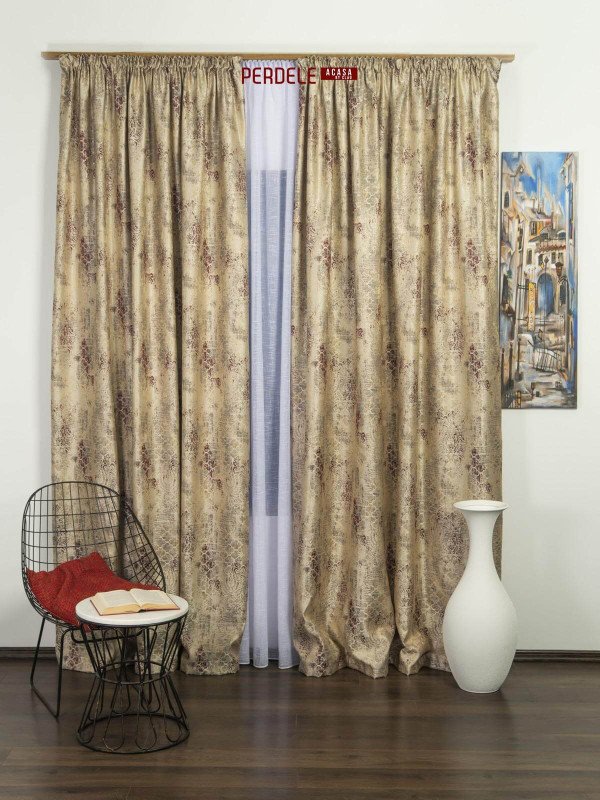 Draperii stofa crem,auriu,grena