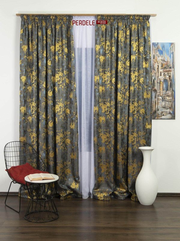 Draperii stofa gri,bleu,galben