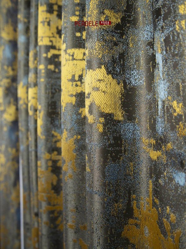 Draperii stofa gri,bleu,galben
