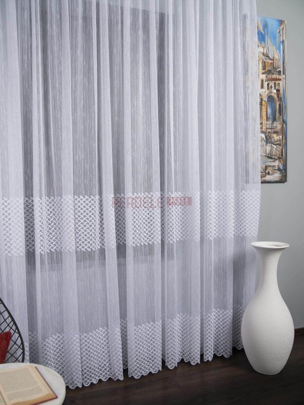 Perdea borangic brodat, alb