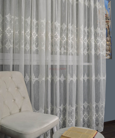 Perdea borangic brodat crem