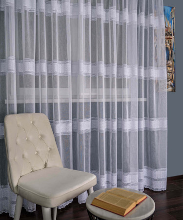 Perdea borangic brodat, alb Perdea borangic brodat, alb