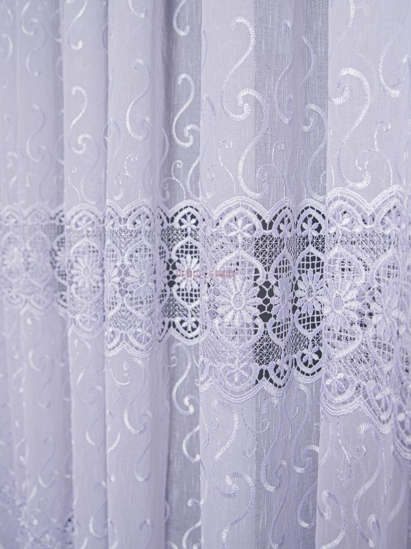 Perdea broderie tip dantela alb