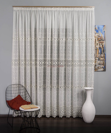 Perdea broderie tip dantela ivoire