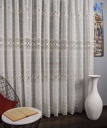 Perdea broderie tip dantela ivoire