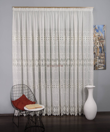 Perdea broderie tip dantela ivoire