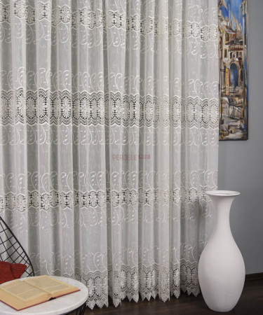 Perdea broderie tip dantela ivoire