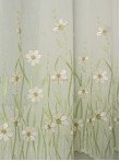 Perdea bucatarie, scurta model flori verde