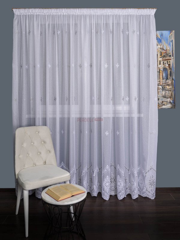Perdea cristal alb/gri