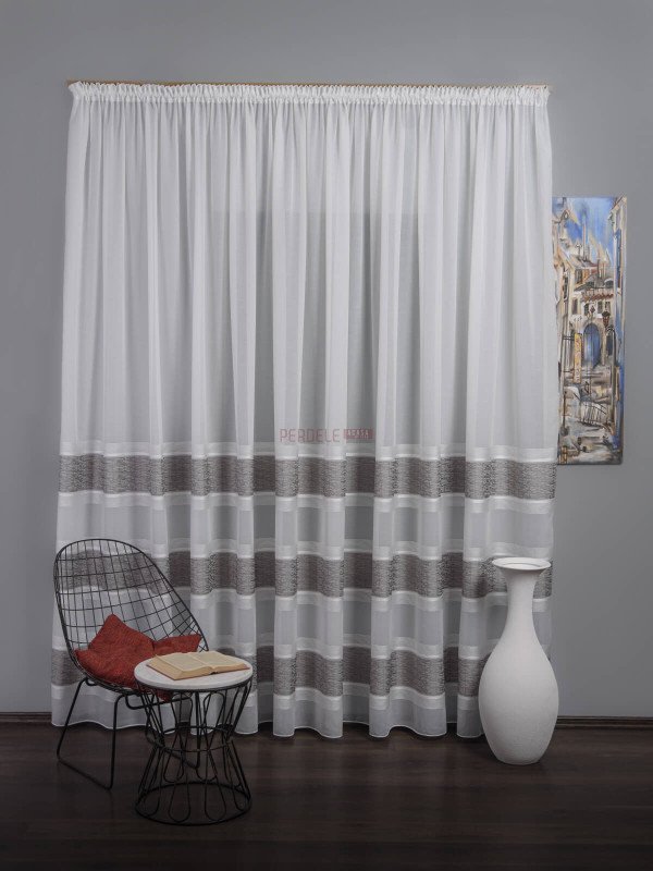 Perdea cristal benzi satinate gri Perdea cristal benzi satinate gri