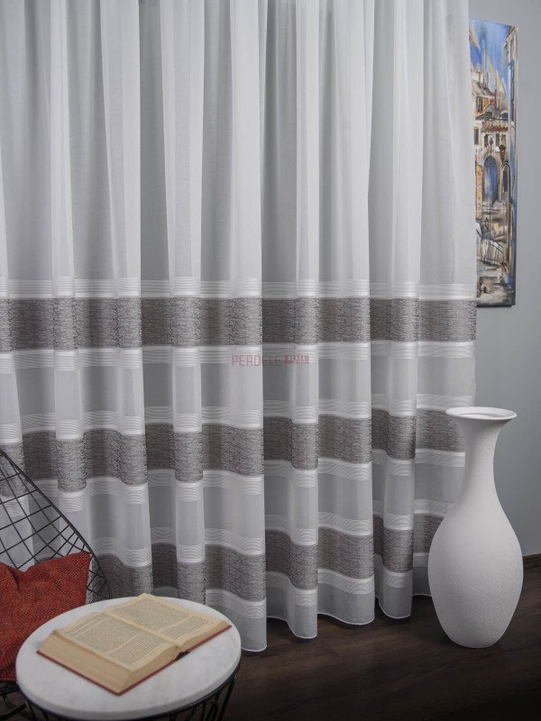 Perdea cristal benzi satinate gri Perdea cristal benzi satinate gri