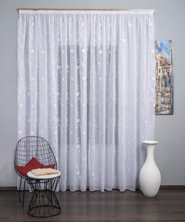 Perdea tip in brodat, alb