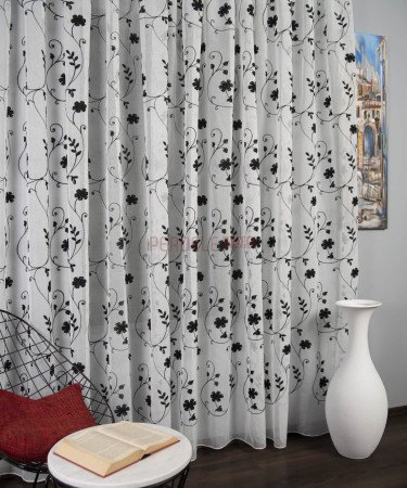 Perdea in brodat, alb / negru Perdea in brodat, alb / negru