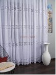 Perdea in brodat, alb, broderie macrame