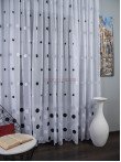 Perdea in brodat, alb/negru, model buline