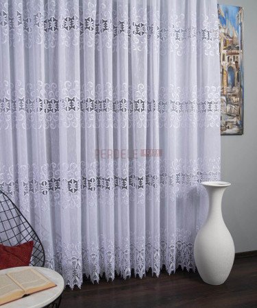 Perdea in brodat, alb, broderie macrame Perdea in brodat, alb, broderie macrame