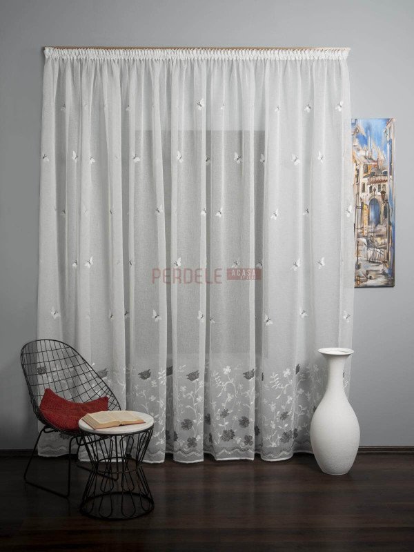 Perdea in brodat, ivoire/gri Perdea in brodat, ivoire/gri
