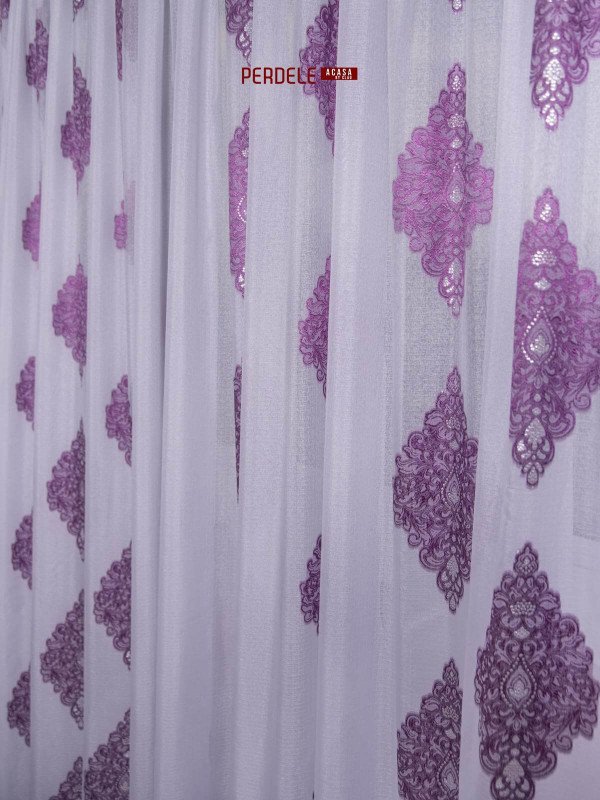 Perdea in cristal, alb/mov