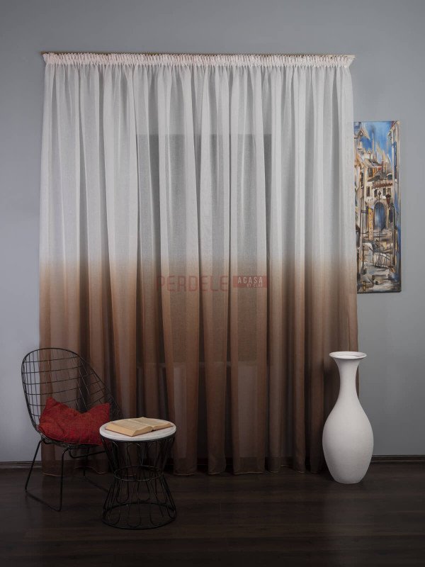 Perdea in degrade alb/maro