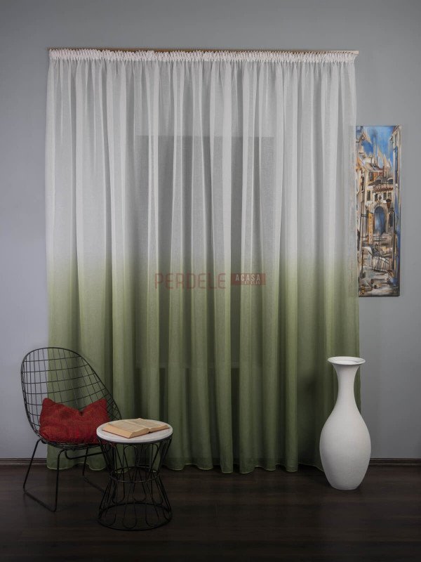 Perdea in degrade alb/verde