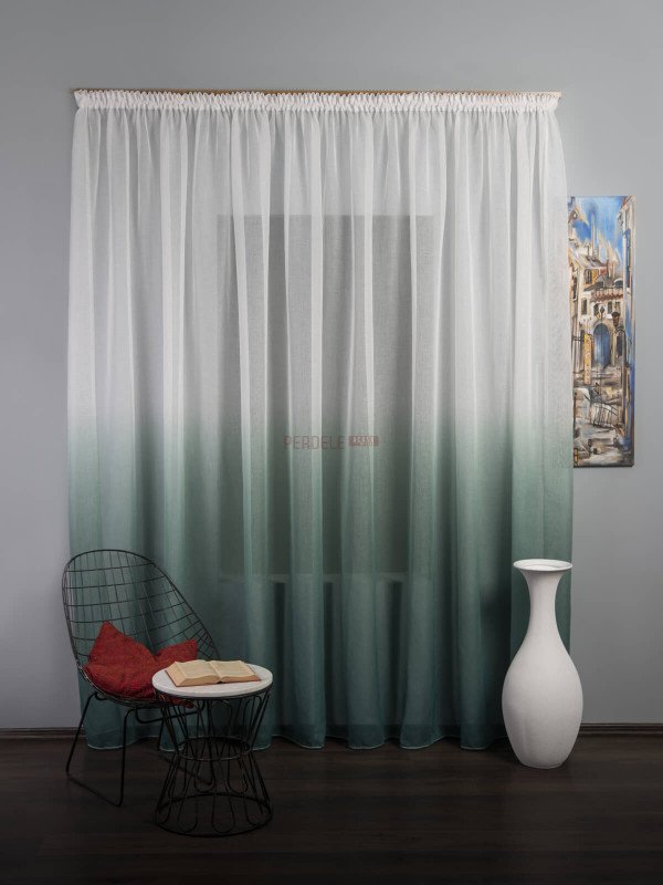 Perdea in, degrade alb/verde