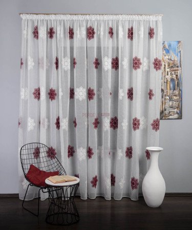 Perdea model flori grena