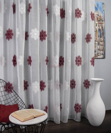 Perdea model flori grena