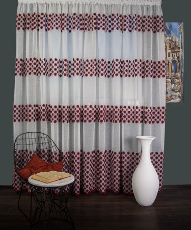 Perdea model flori grena