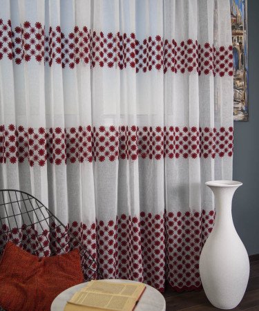 Perdea model flori grena