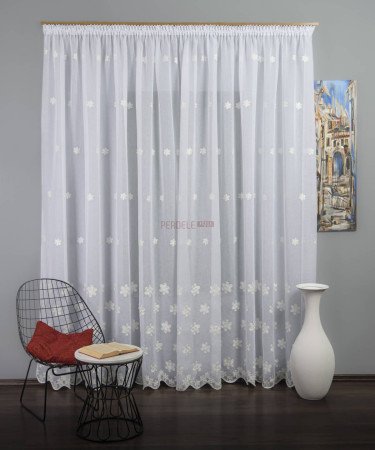 Perdea model flori ivoire