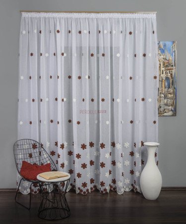 Perdea model flori maro